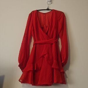 B. SMART JUNIORS LONG SLEEVE RED WRAP DRESS